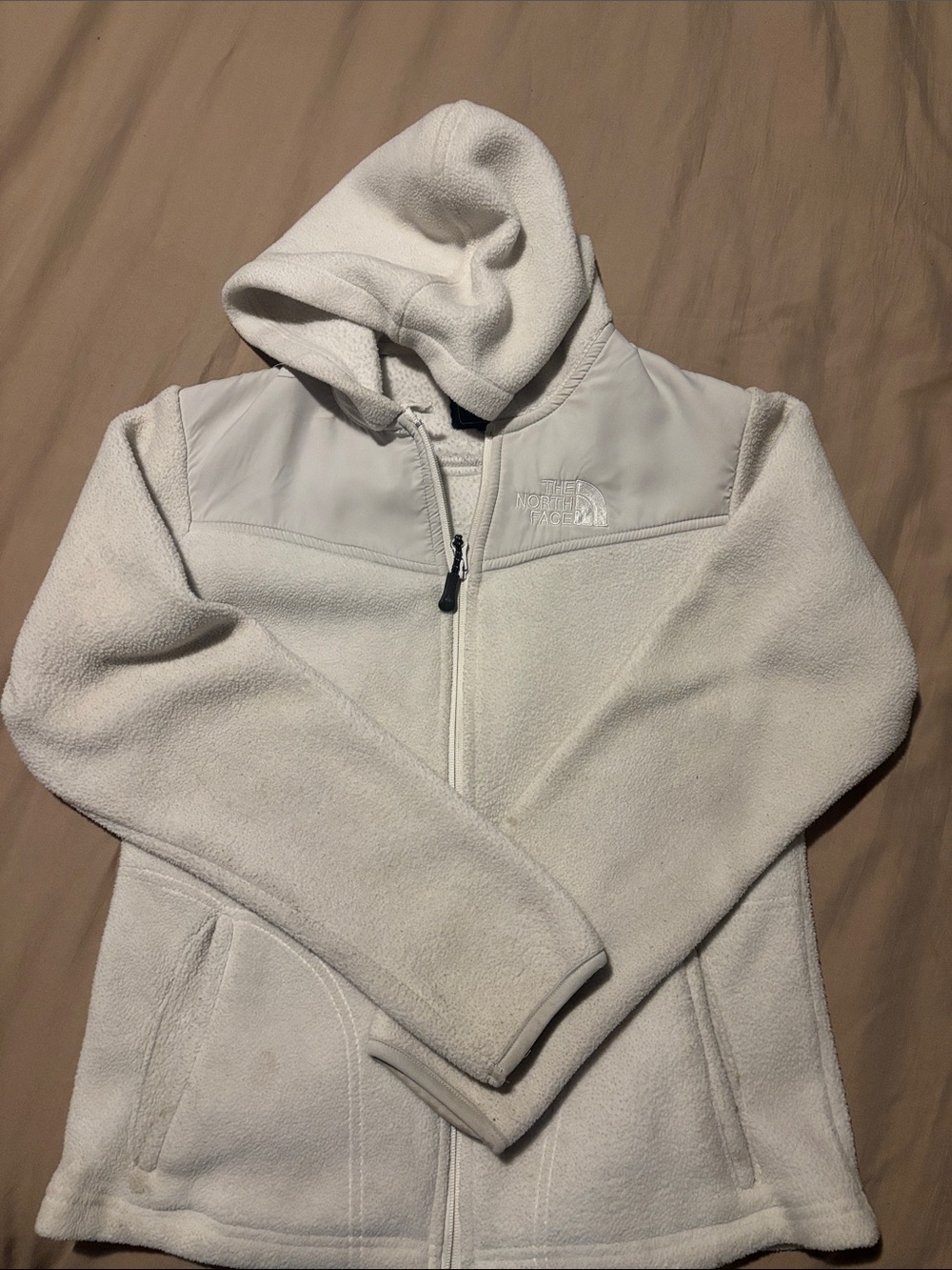 The North Face White Hooded Fleece Jacket